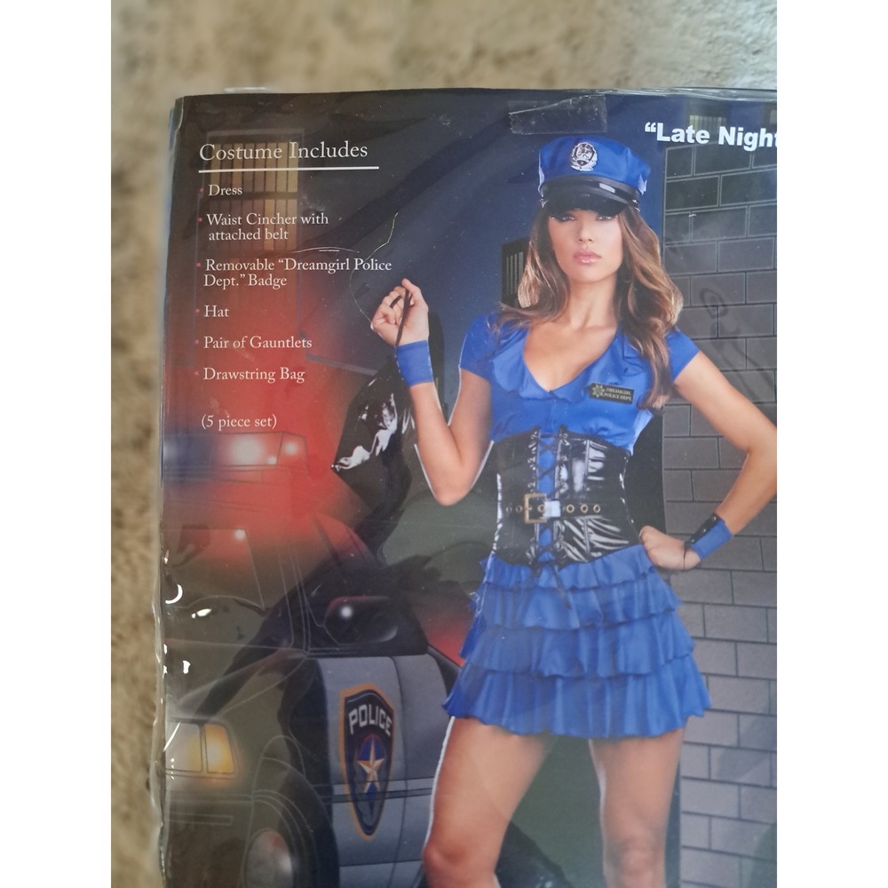 Dreamgirl Late Night Patrol Police officer Costume Blue Black XL 7669 5pc New